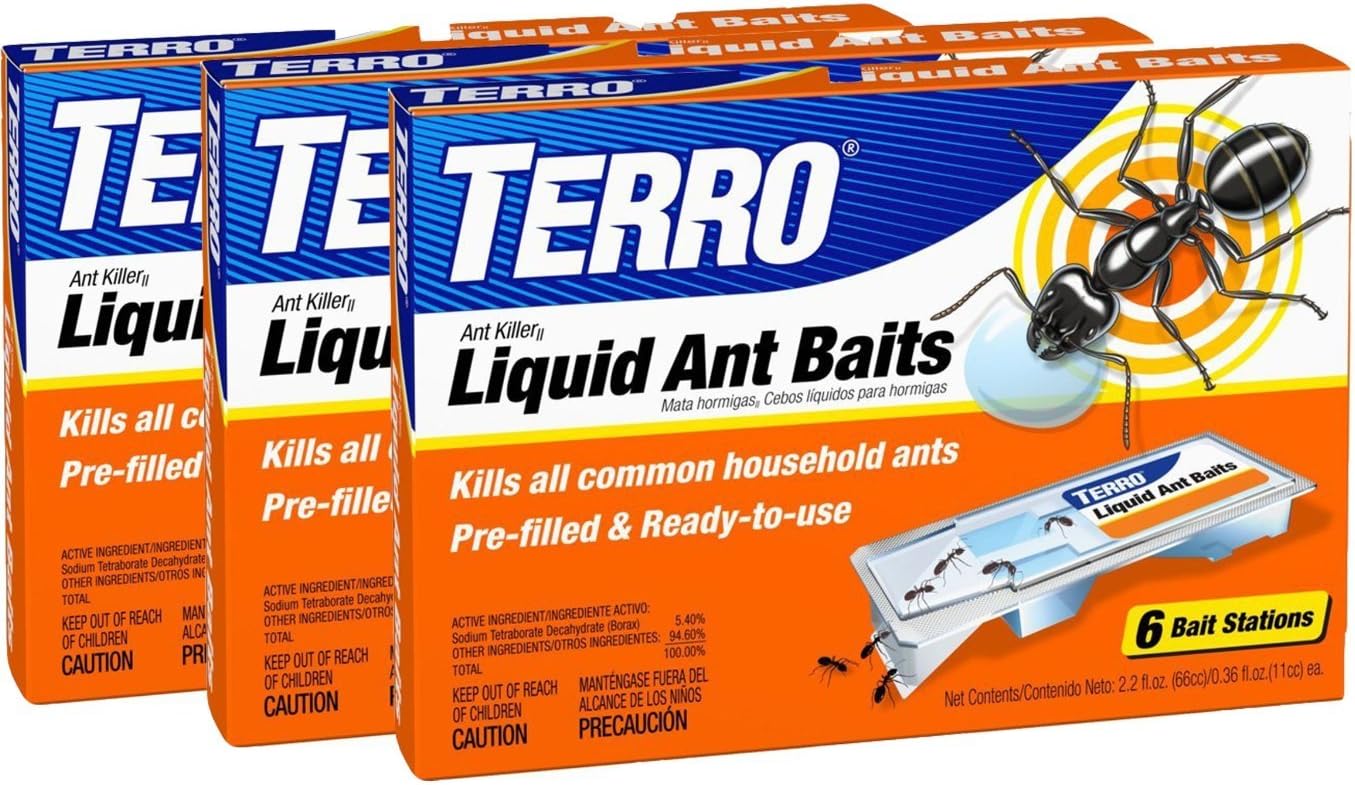 Terro T302 PreFilled Liquid Ant Killer II, 3-Packs of 6 Baits Each