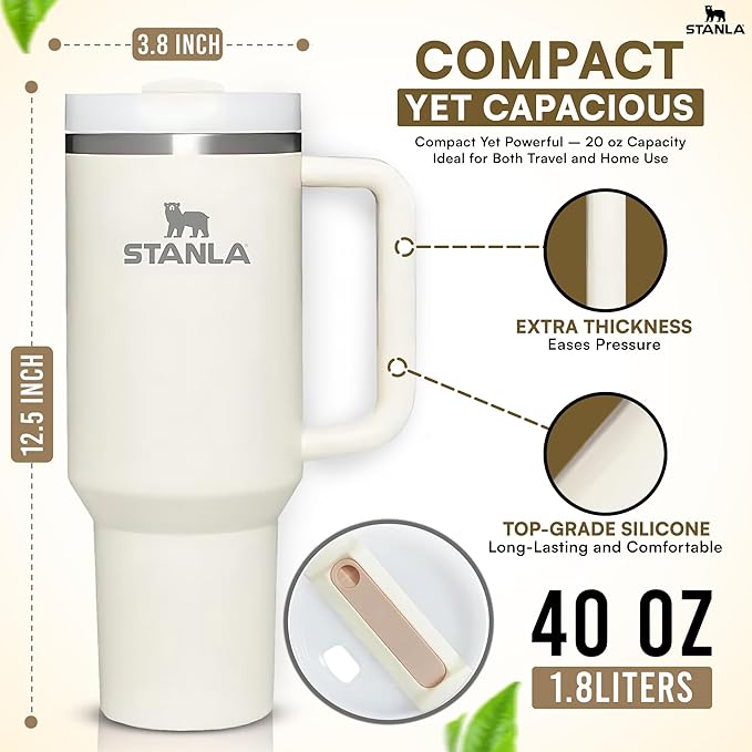 Stanley Quencher H2.0 FlowState Stainless Steel Vacuum Insulated Tumbler with Lid and Straw for Water, Iced Tea or Coffee, Smoothie and More, 30oz