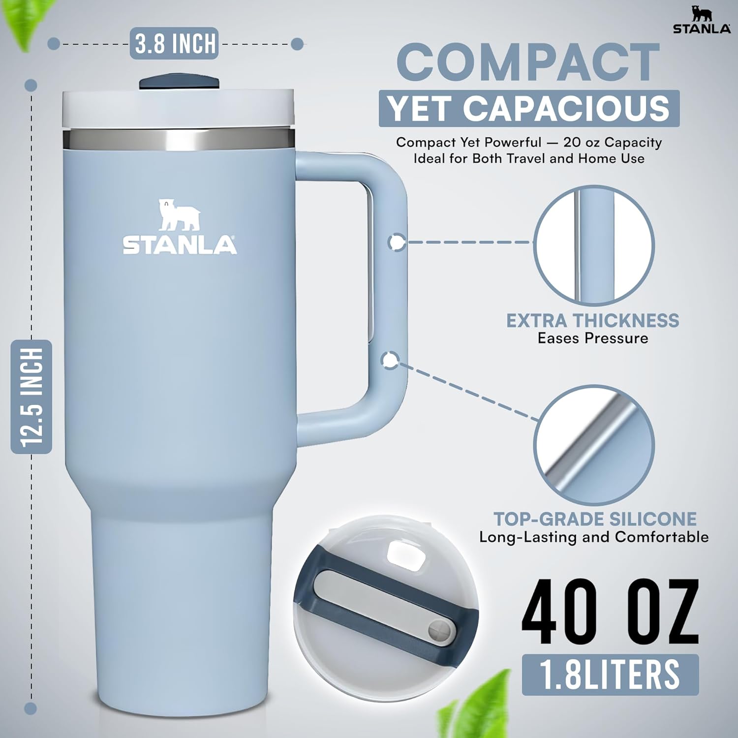 Stanley Quencher H2.0 FlowState Stainless Steel Vacuum Insulated Tumbler with Lid and Straw for Water, Iced Tea or Coffee, Smoothie and More, Lilac, 30oz