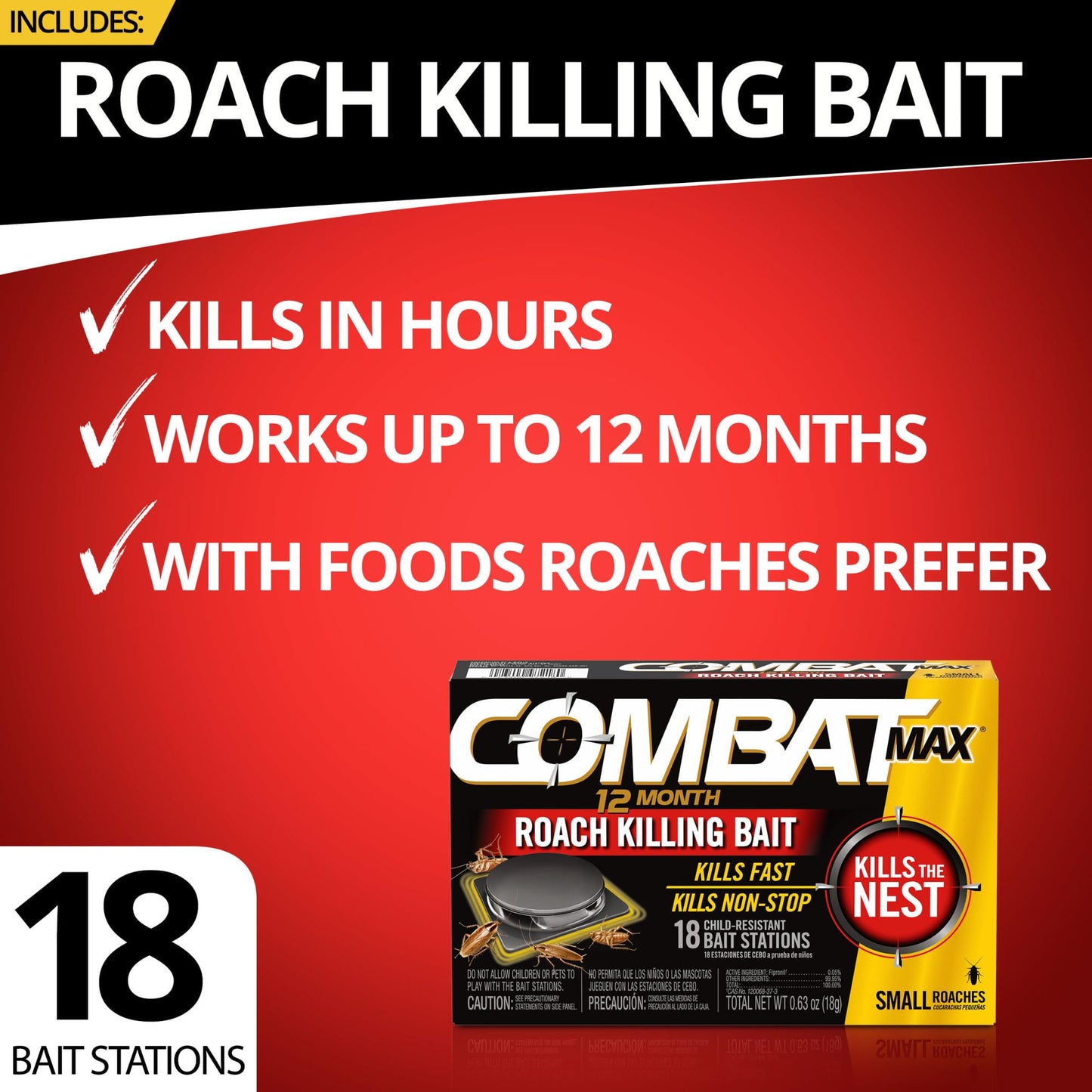 Combat Max 12 Month Roach Bait Stations (18 Count)