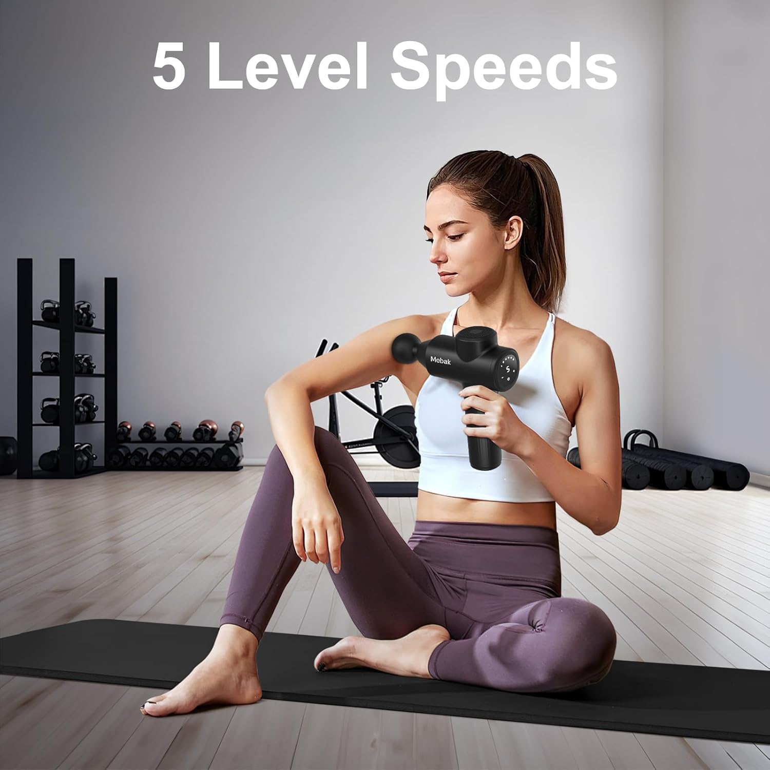 Deep Tissue for Pain Relief, 5 Speeds Percussion Massager Gun for Shoulder Back Body, Hanheld Muscle Massager for Home, Office & Gym