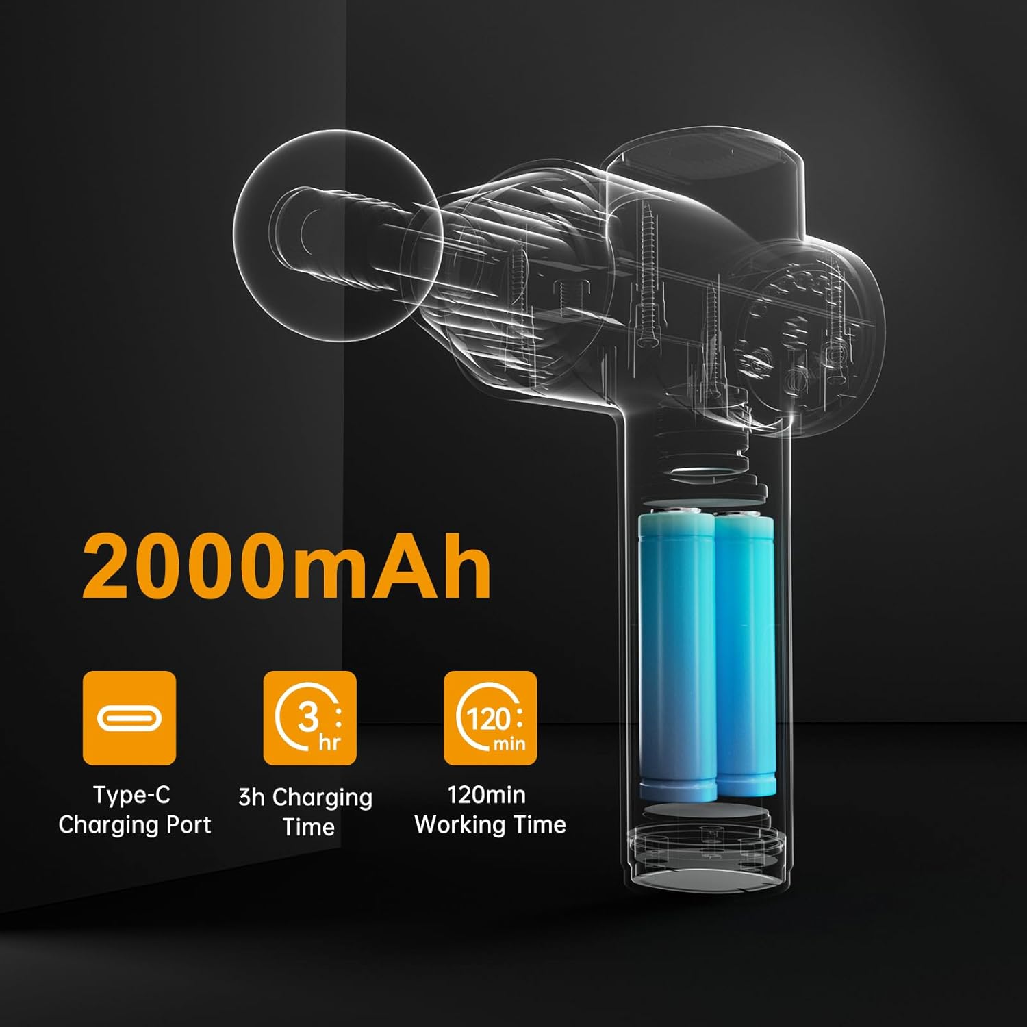 Deep Tissue for Pain Relief, 5 Speeds Percussion Massager Gun for Shoulder Back Body, Hanheld Muscle Massager for Home, Office & Gym